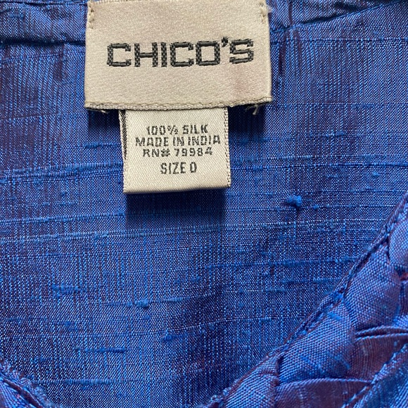 Cobalt Blue 100% Silk Jacket Chicos Size 0 - Picture 3 of 5